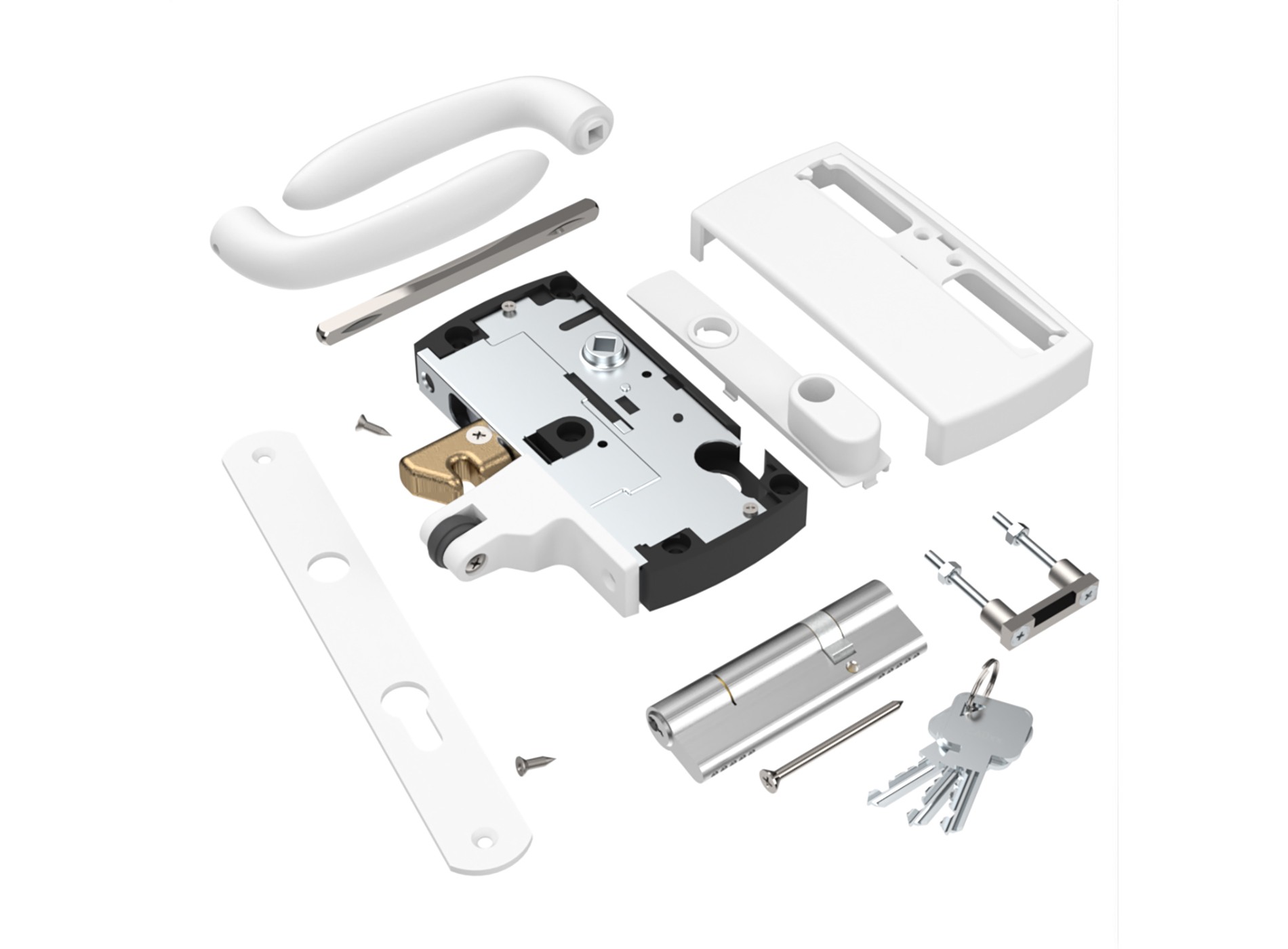 Kit serrure en applique 9016 Blanc