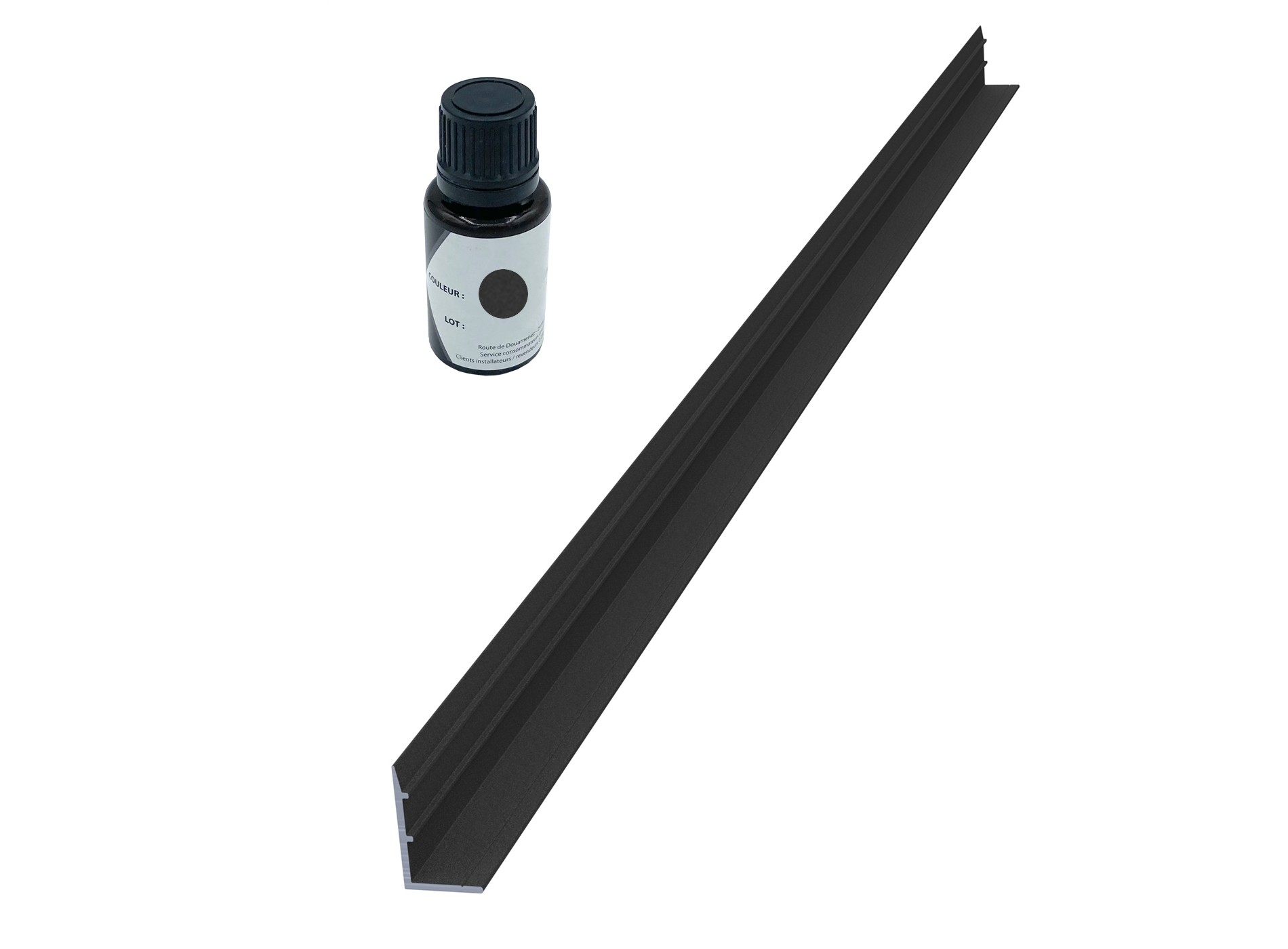 Profil d'occultation en aluminium et stylo de retouche - Noir sablé (RAL 2100S)