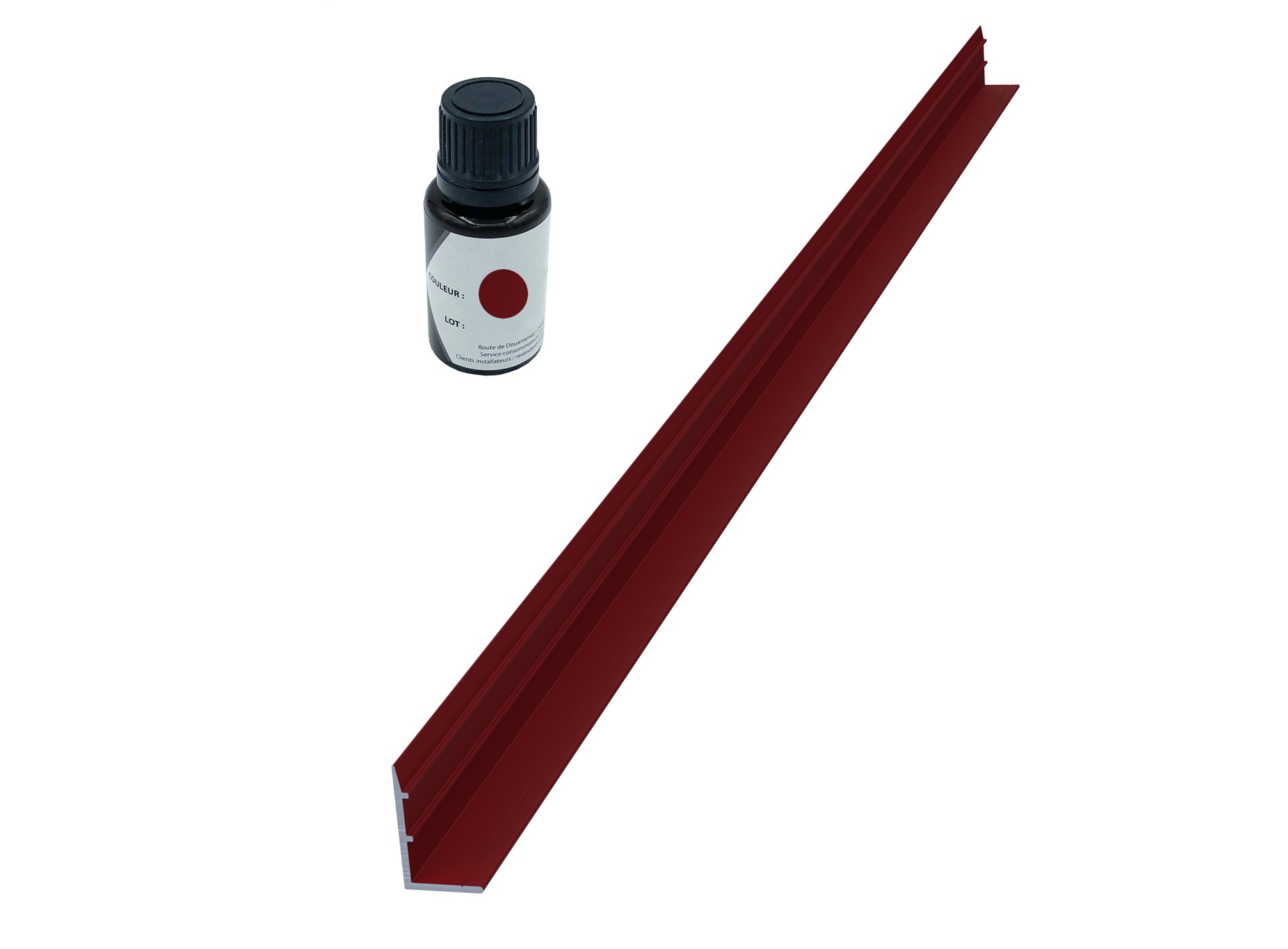 Profil d'occultation en aluminium et stylo de retouche - Rouge (RAL 3004C)