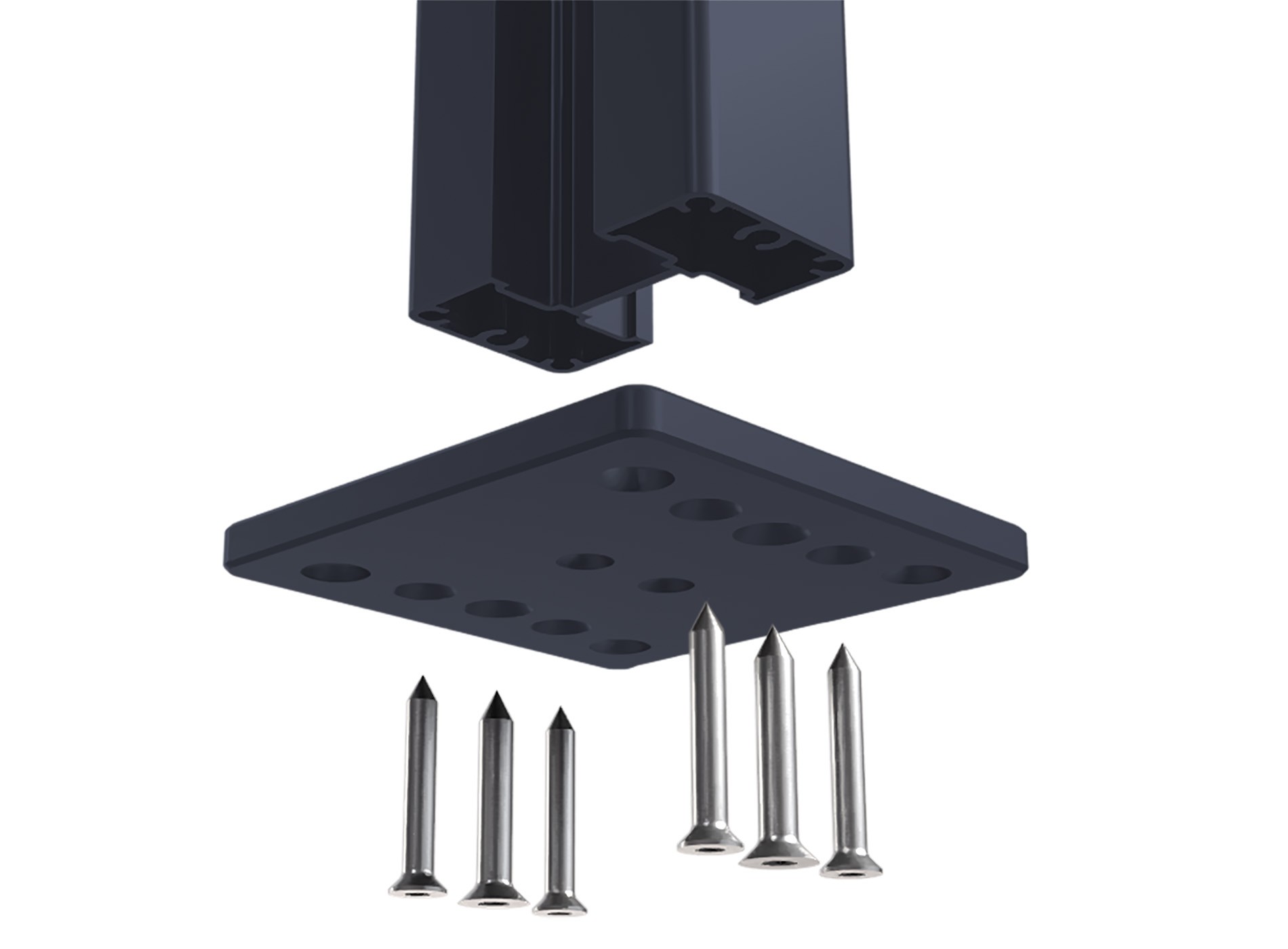 Platine 4 points Gris Zinc 7016 zoom