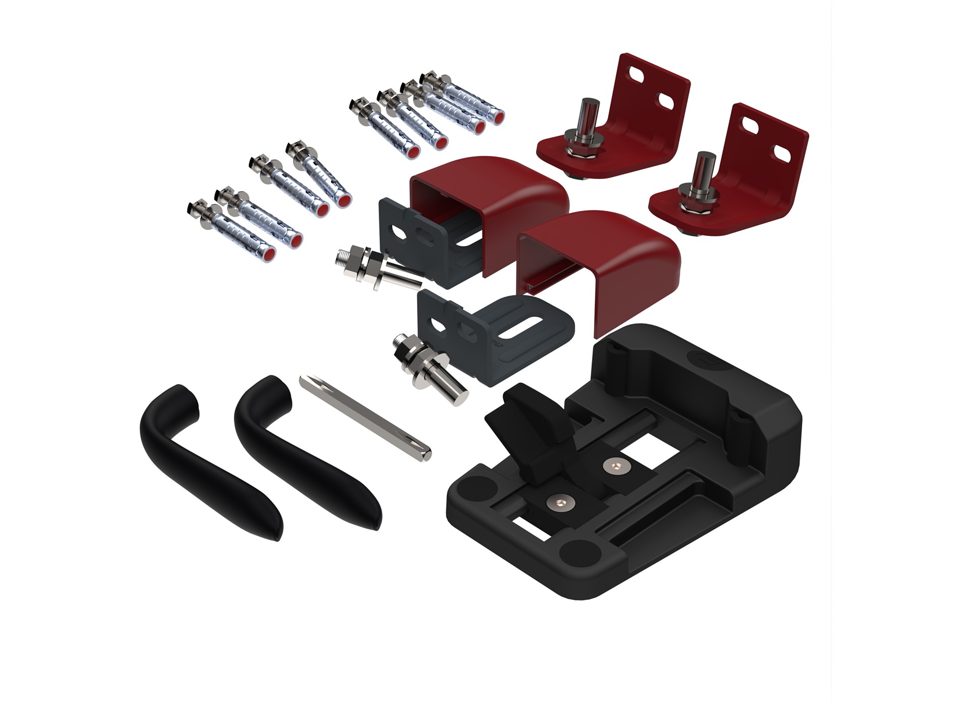 Quincailleries pour portail battant - Rouge (RAL3004)