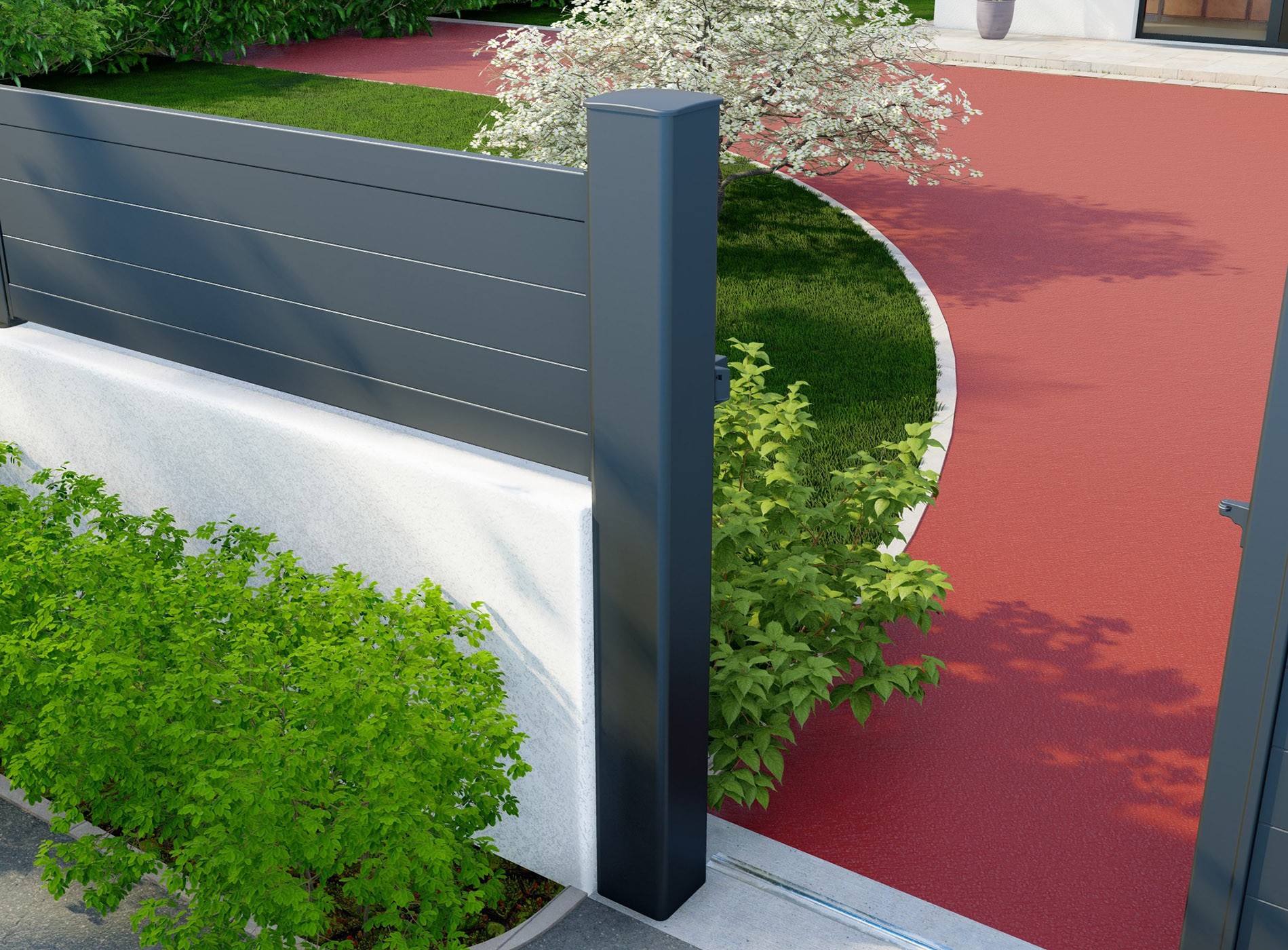 Poteau pour portail 180x180mm - Gris zinc (RAL7016)