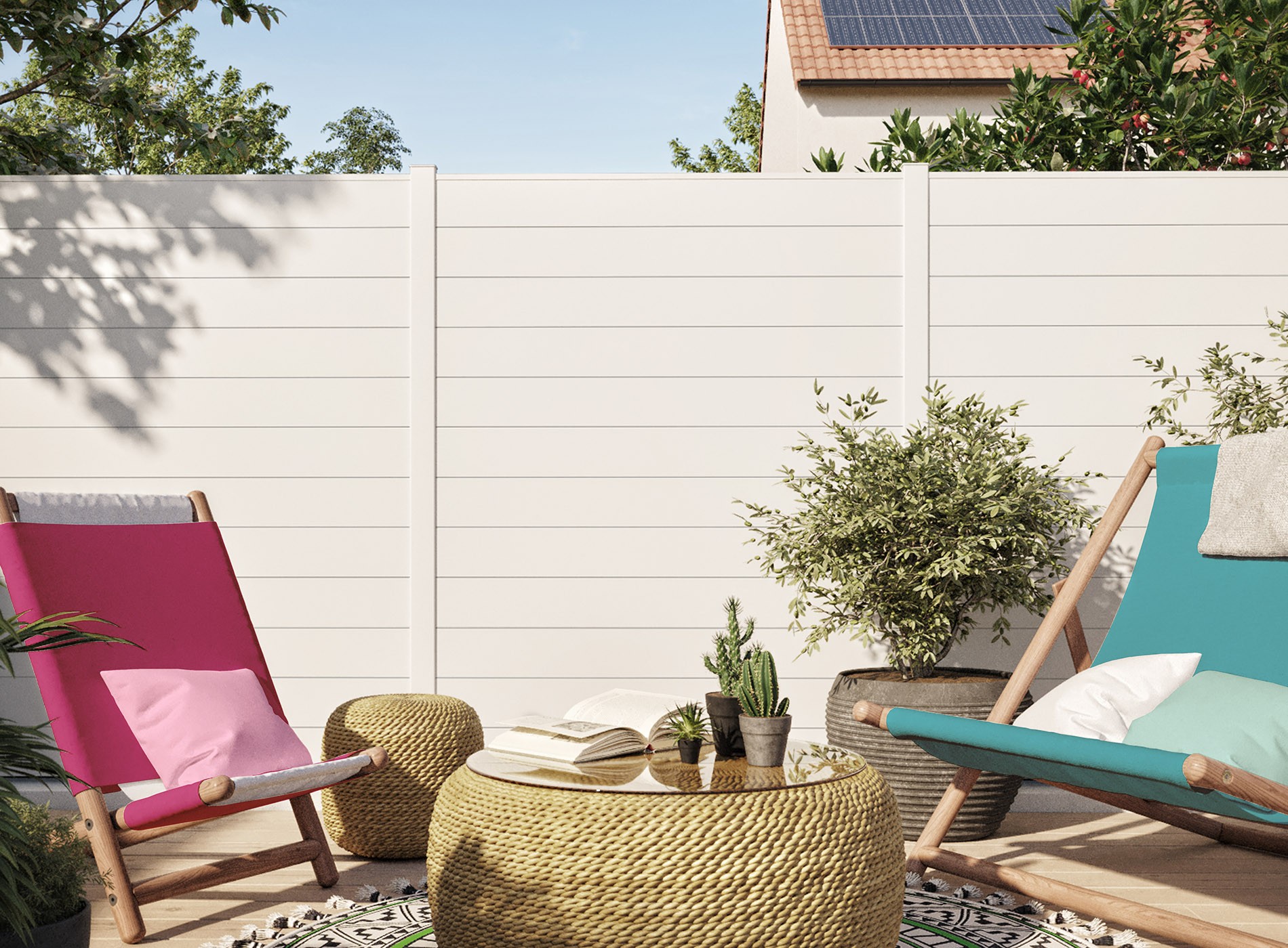 Clôture Klos up ! en aluminium – Lames pleines 150mm – Blanc (RAL9016)