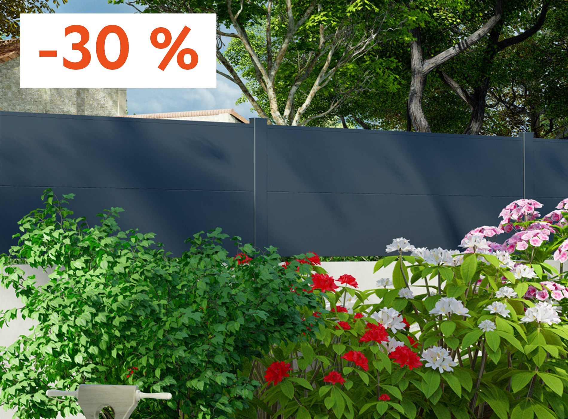 Cloture HEZO lames pleines 300  Gris Zinc 7016