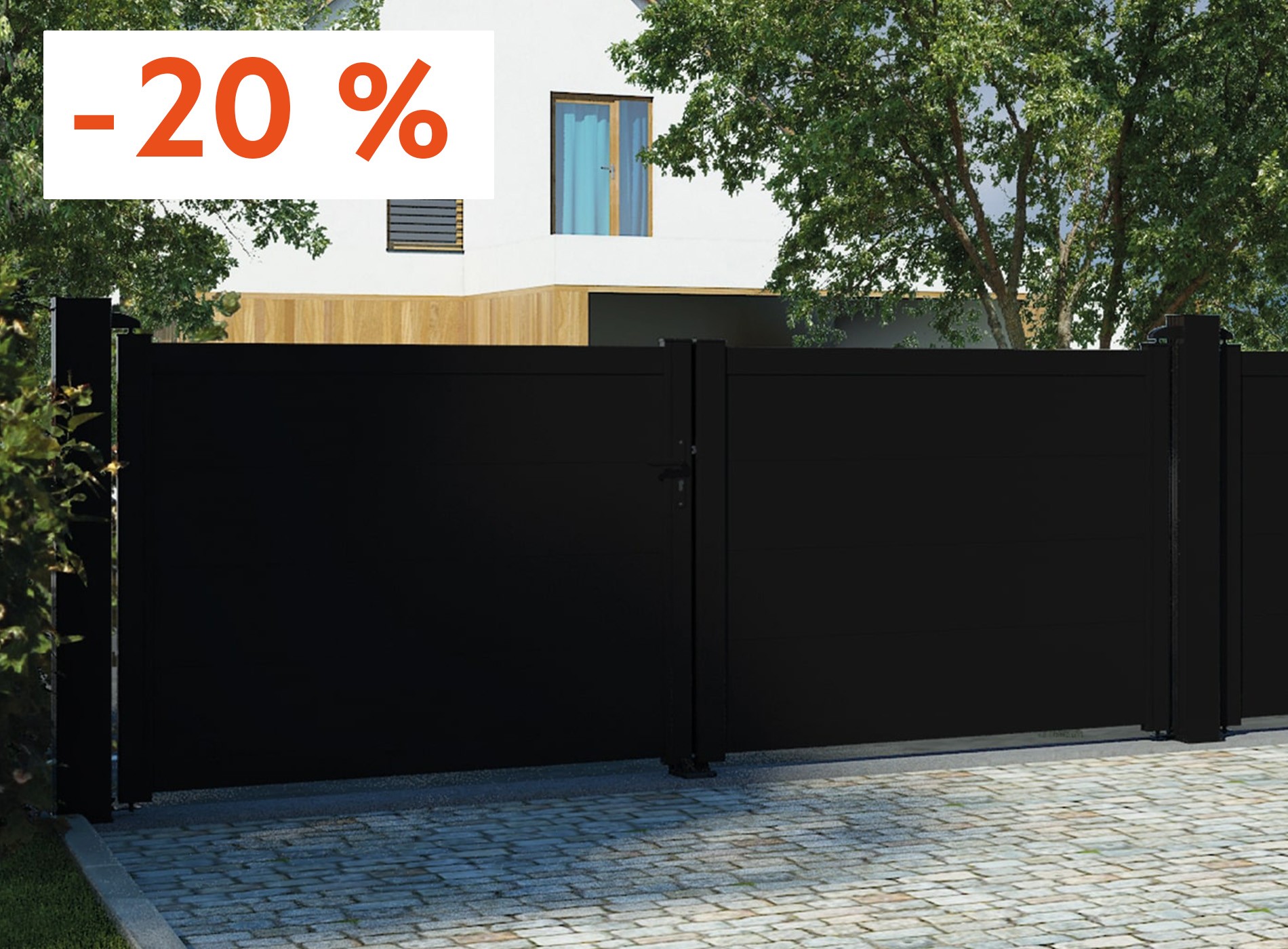 Portail aluminium battant HEZO Noir Sablé 2100