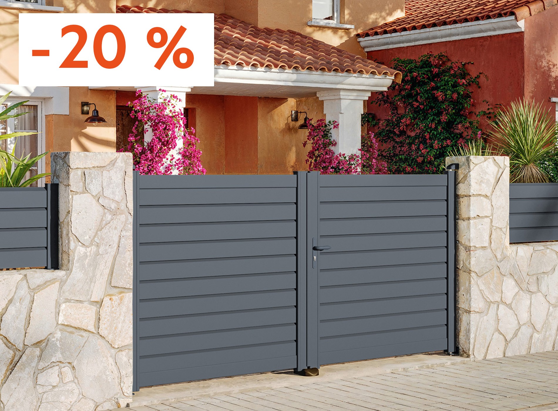 Portail battant ZEF destockage Gris Zinc 7016